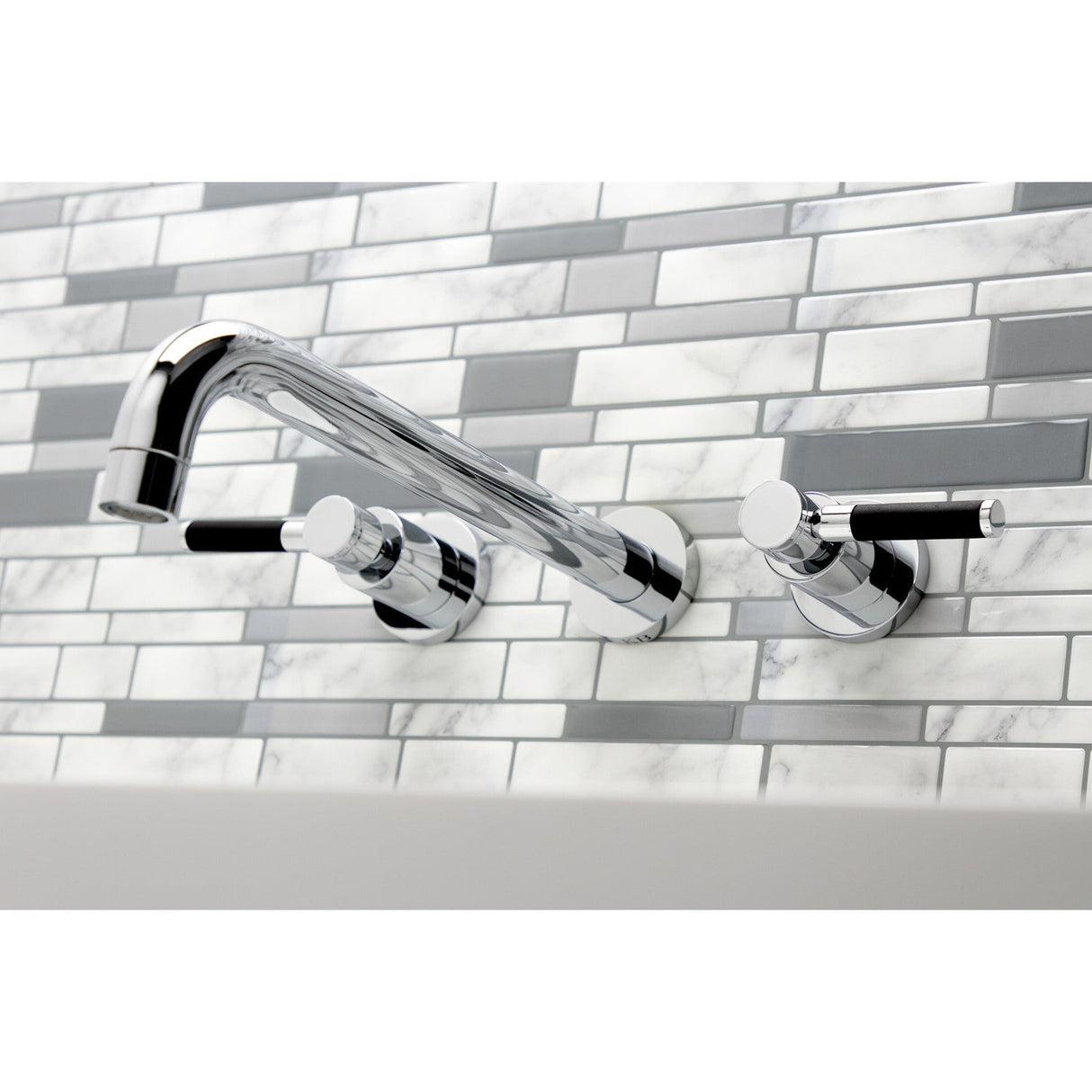 Kaiser KS8051DKL Two-Handle 3-Hole Wall Mount Roman Tub Faucet, Polished Chrome