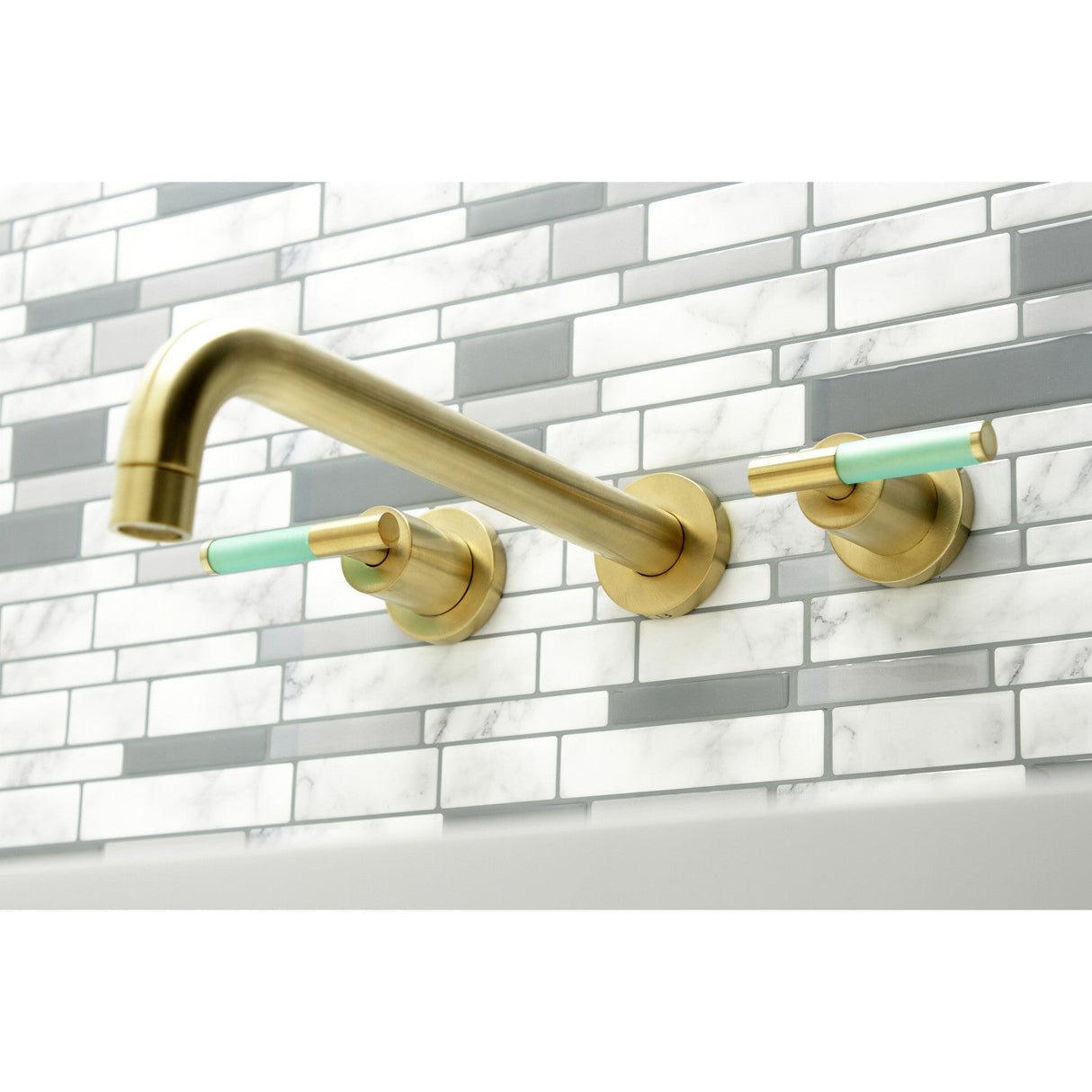 Kaiser KS8057CKL Two-Handle 3-Hole Wall Mount Roman Tub Faucet, Brushed Brass
