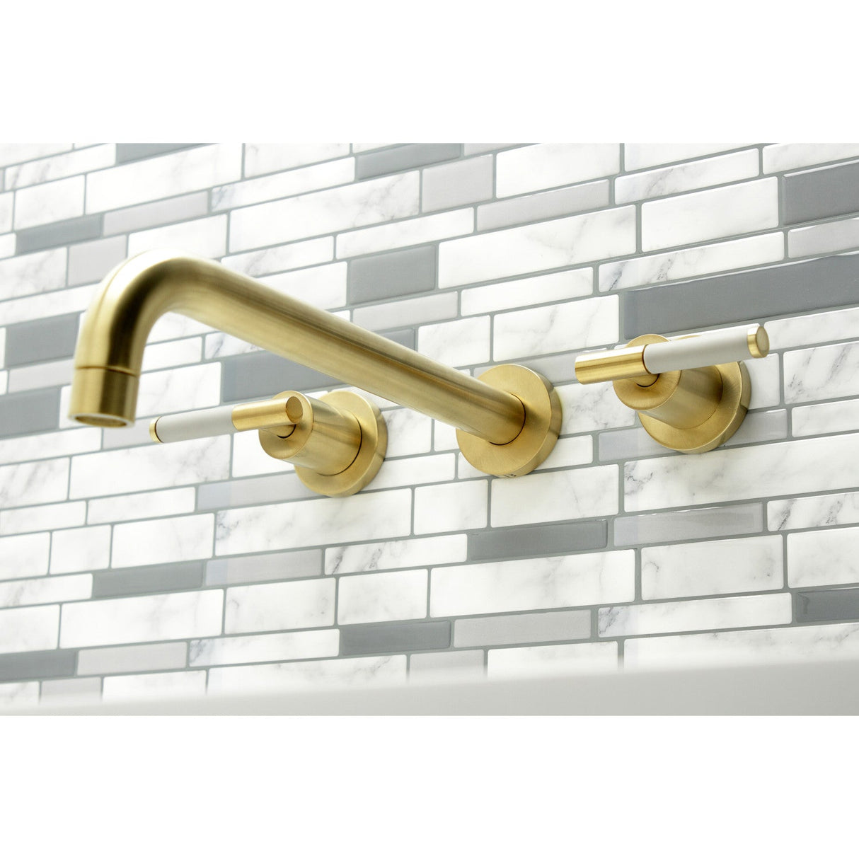 Kaiser KS8057CKL Two-Handle 3-Hole Wall Mount Roman Tub Faucet, Brushed Brass