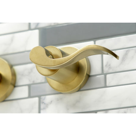 NuWave KS8057DFL Two-Handle 3-Hole Wall Mount Roman Tub Faucet, Brushed Brass