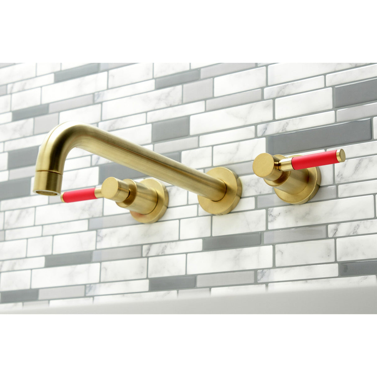 Kaiser KS8057DKL Two-Handle 3-Hole Wall Mount Roman Tub Faucet, Brushed Brass