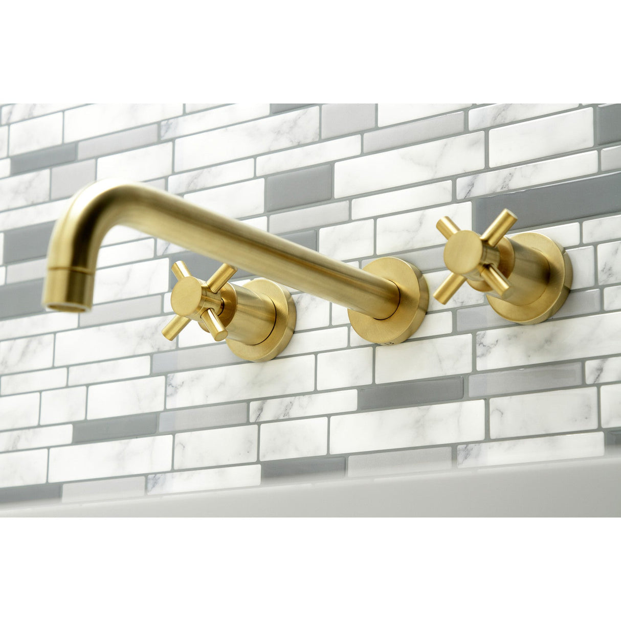 Concord KS8057DX Two-Handle 3-Hole Wall Mount Roman Tub Faucet, Brushed Brass