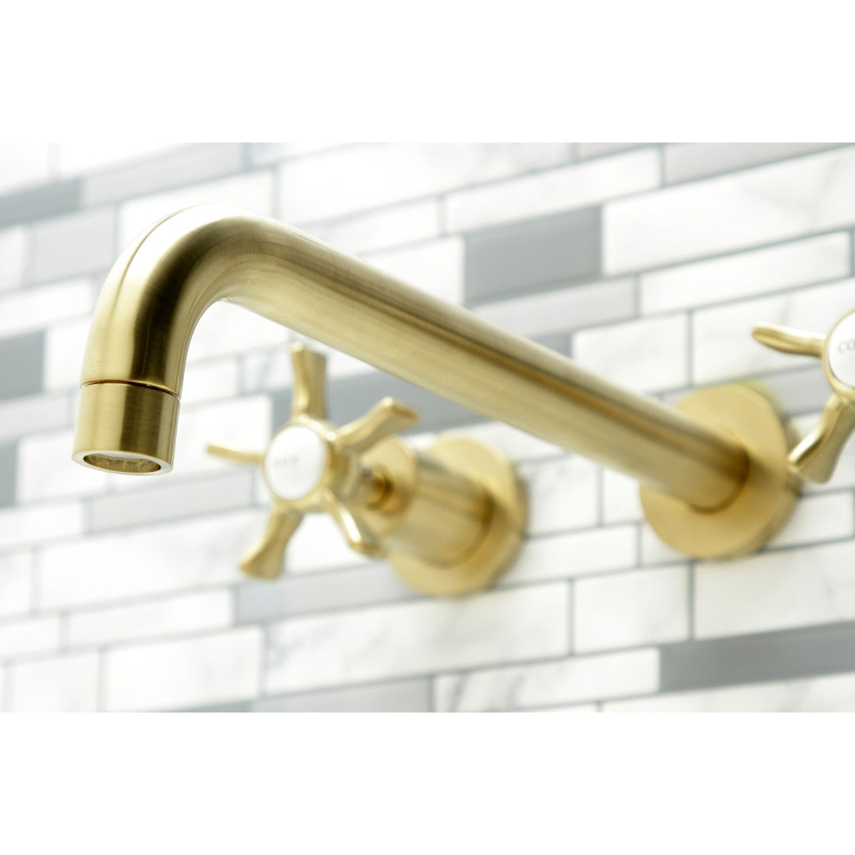 Hamilton KS8057NX Two-Handle 3-Hole Wall Mount Roman Tub Faucet, Brushed Brass
