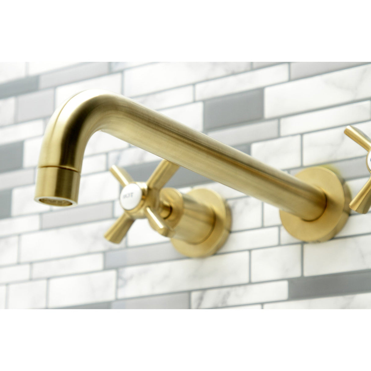Millennium KS8057ZX Two-Handle 3-Hole Wall Mount Roman Tub Faucet, Brushed Brass