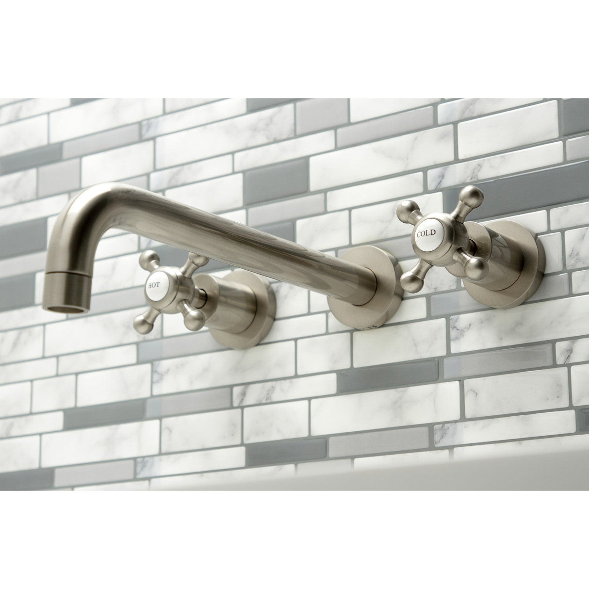 Metropolitan KS8058BX Two-Handle 3-Hole Wall Mount Roman Tub Faucet, Brushed Nickel