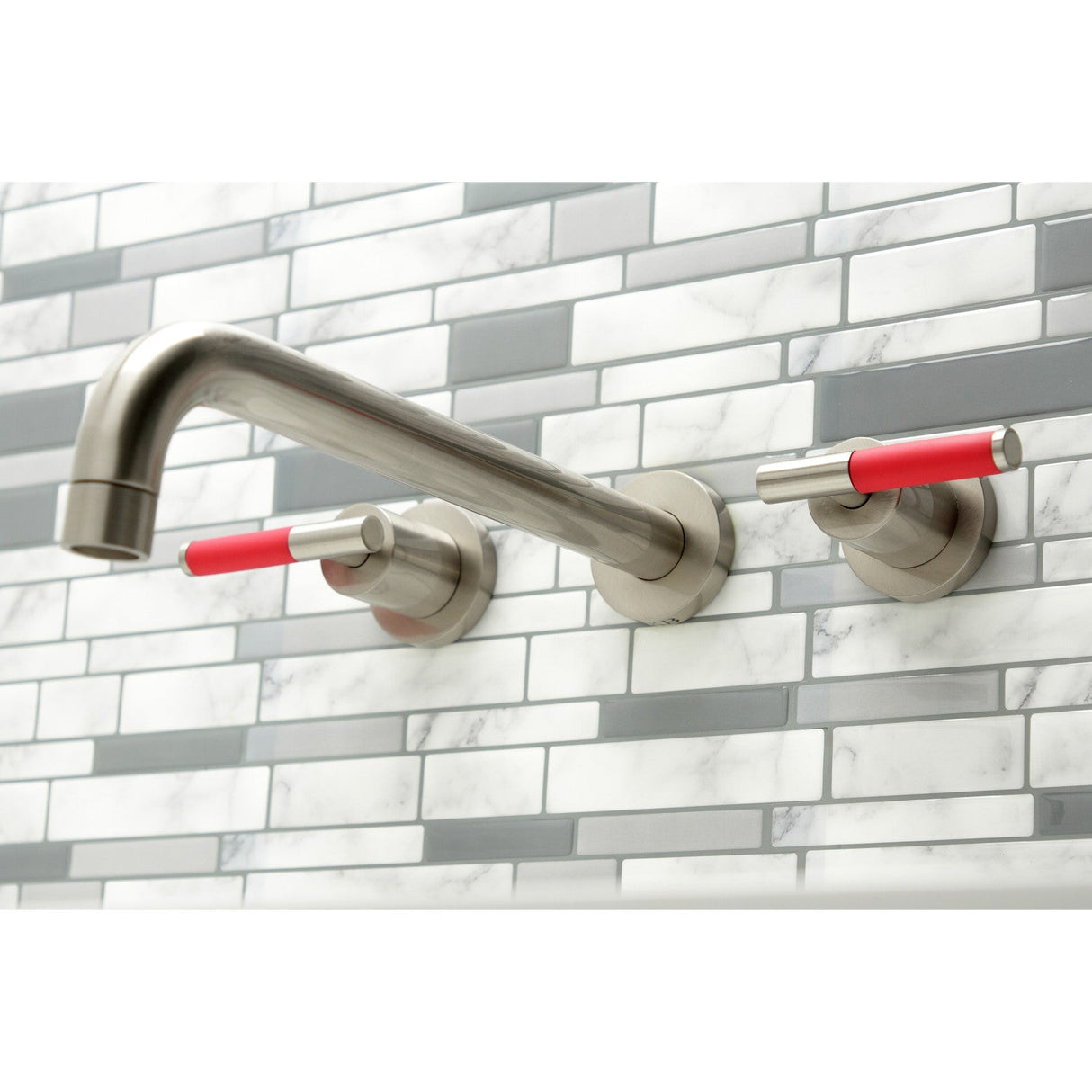 Kaiser KS8058CKL Two-Handle 3-Hole Wall Mount Roman Tub Faucet, Brushed Nickel