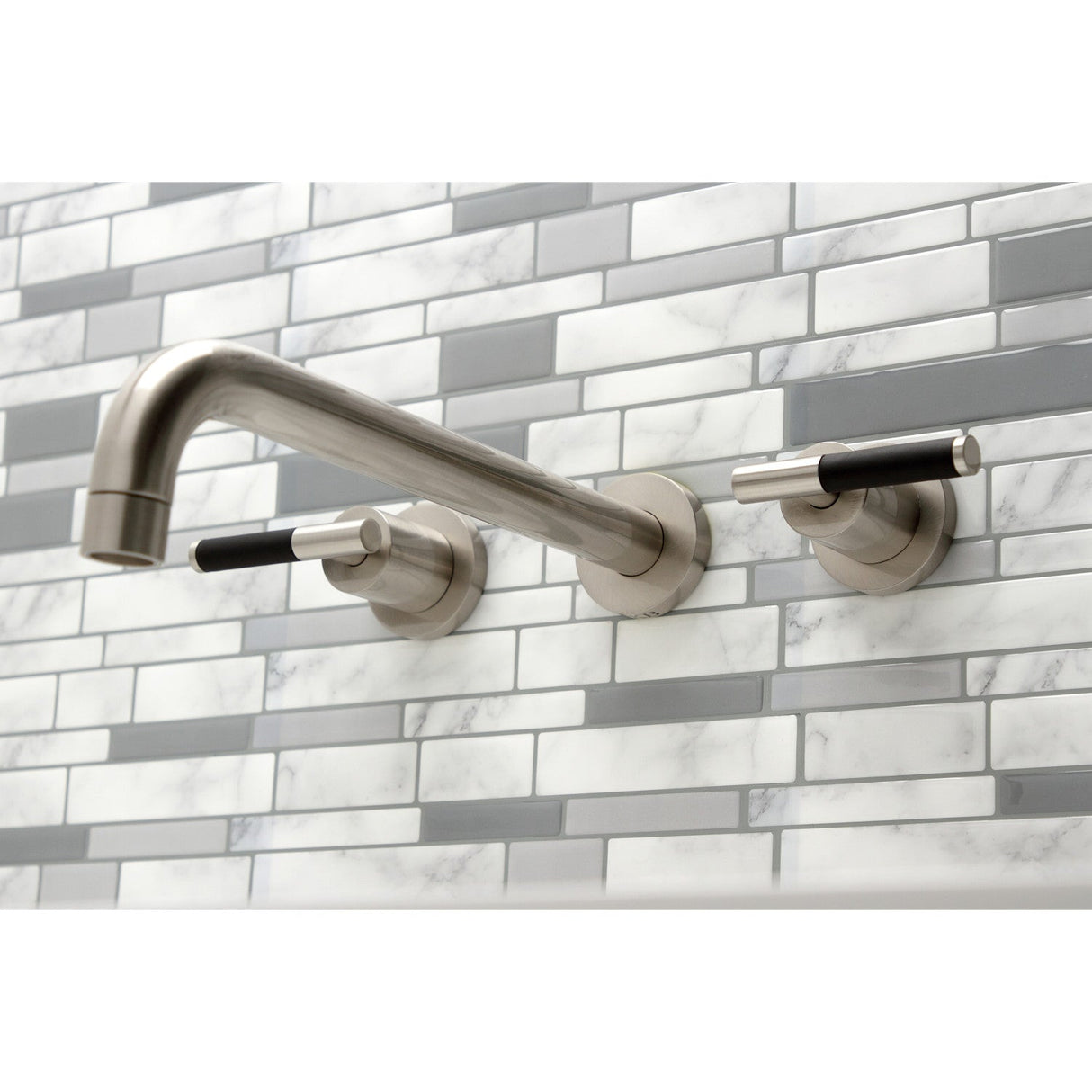 Kaiser KS8058CKL Two-Handle 3-Hole Wall Mount Roman Tub Faucet, Brushed Nickel