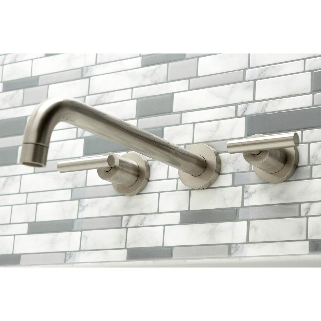 Manhattan KS8058CML Two-Handle 3-Hole Wall Mount Roman Tub Faucet, Brushed Nickel