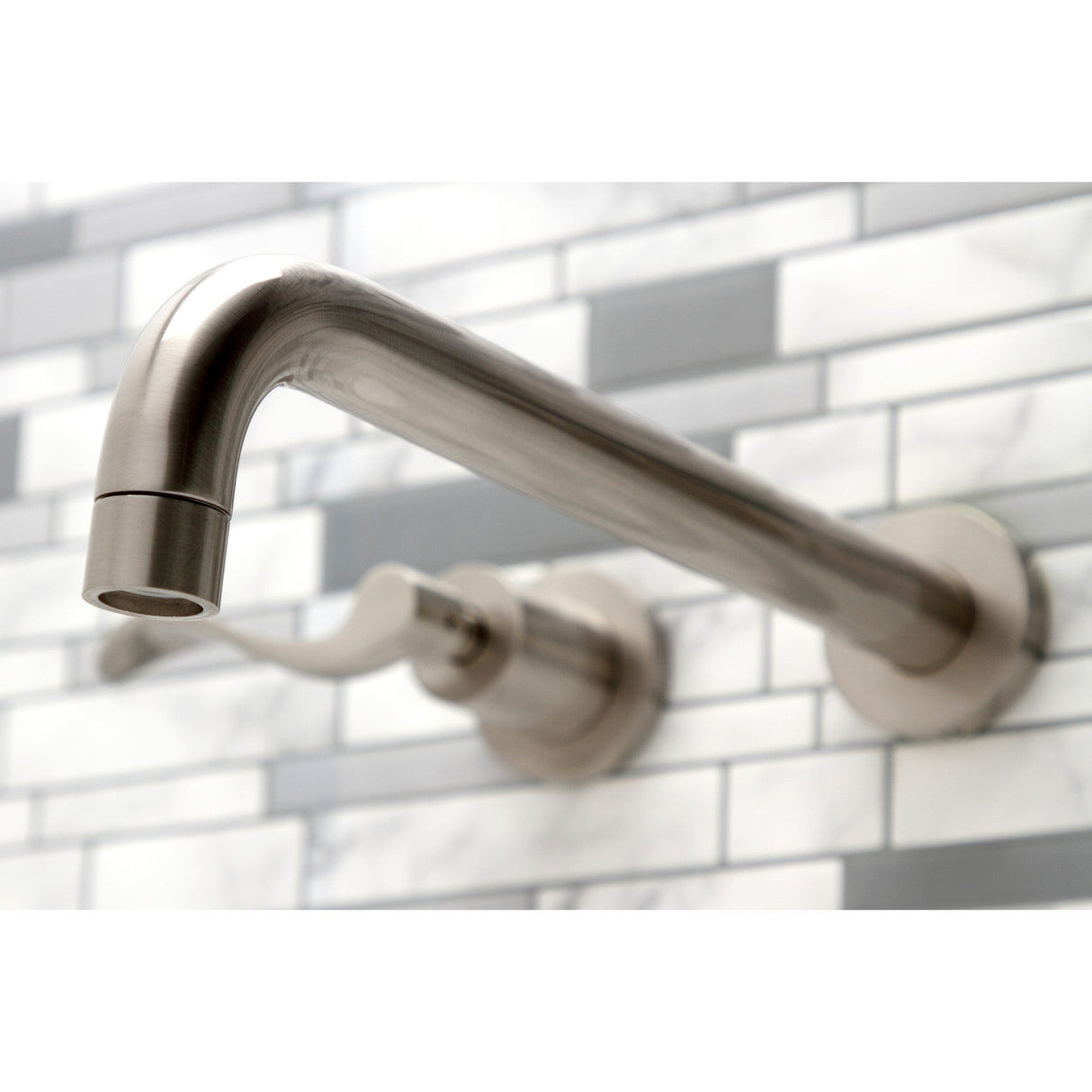 NuWave KS8058DFL Two-Handle 3-Hole Wall Mount Roman Tub Faucet, Brushed Nickel