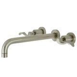 NuWave KS8058DFL Two-Handle 3-Hole Wall Mount Roman Tub Faucet, Brushed Nickel