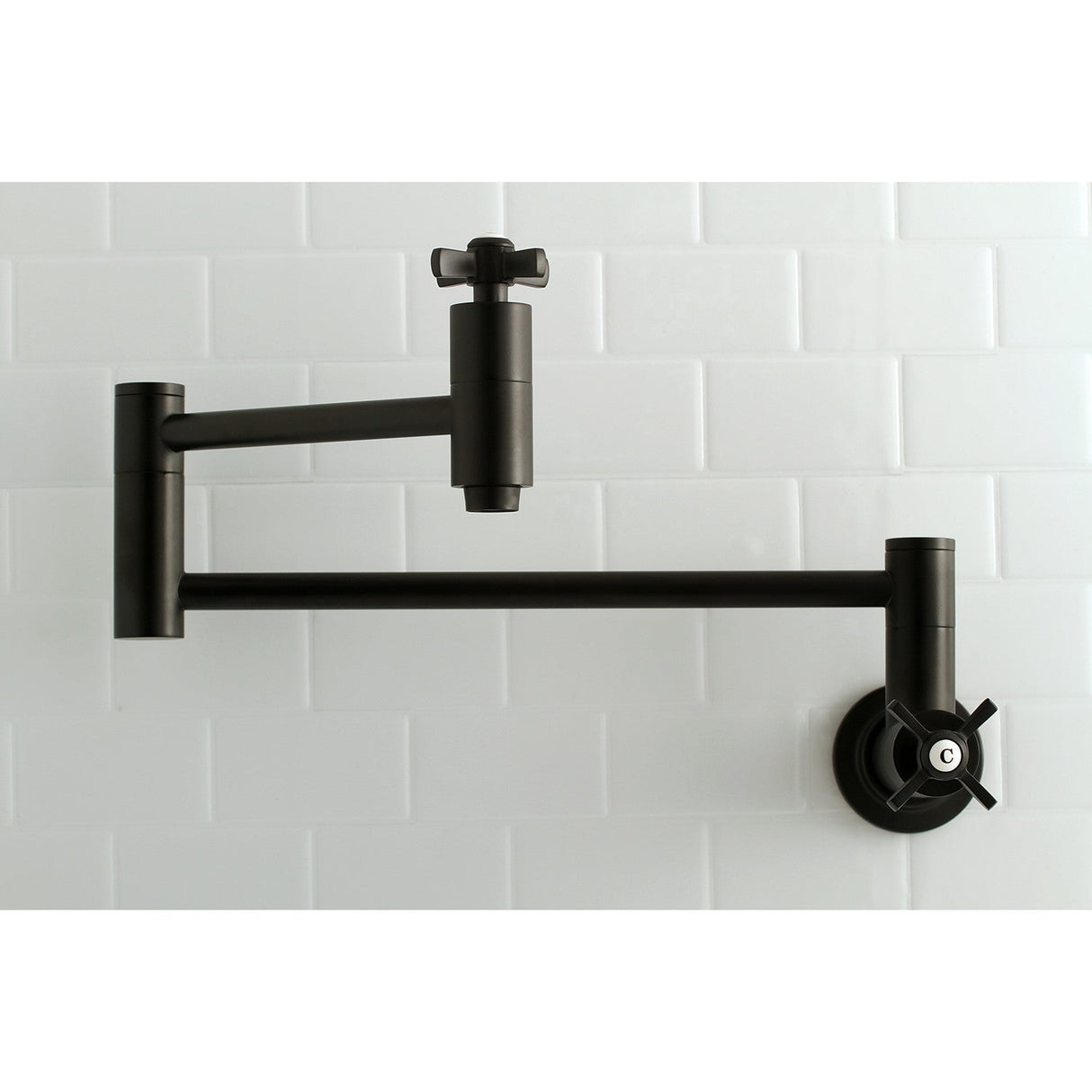 Millennium KS8100ZX Two-Handle 1-Hole Wall Mount Pot Filler, Matte Black