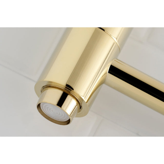 NuWave KS8102DFL Two-Handle 1-Hole Wall Mount Pot Filler, Polished Brass