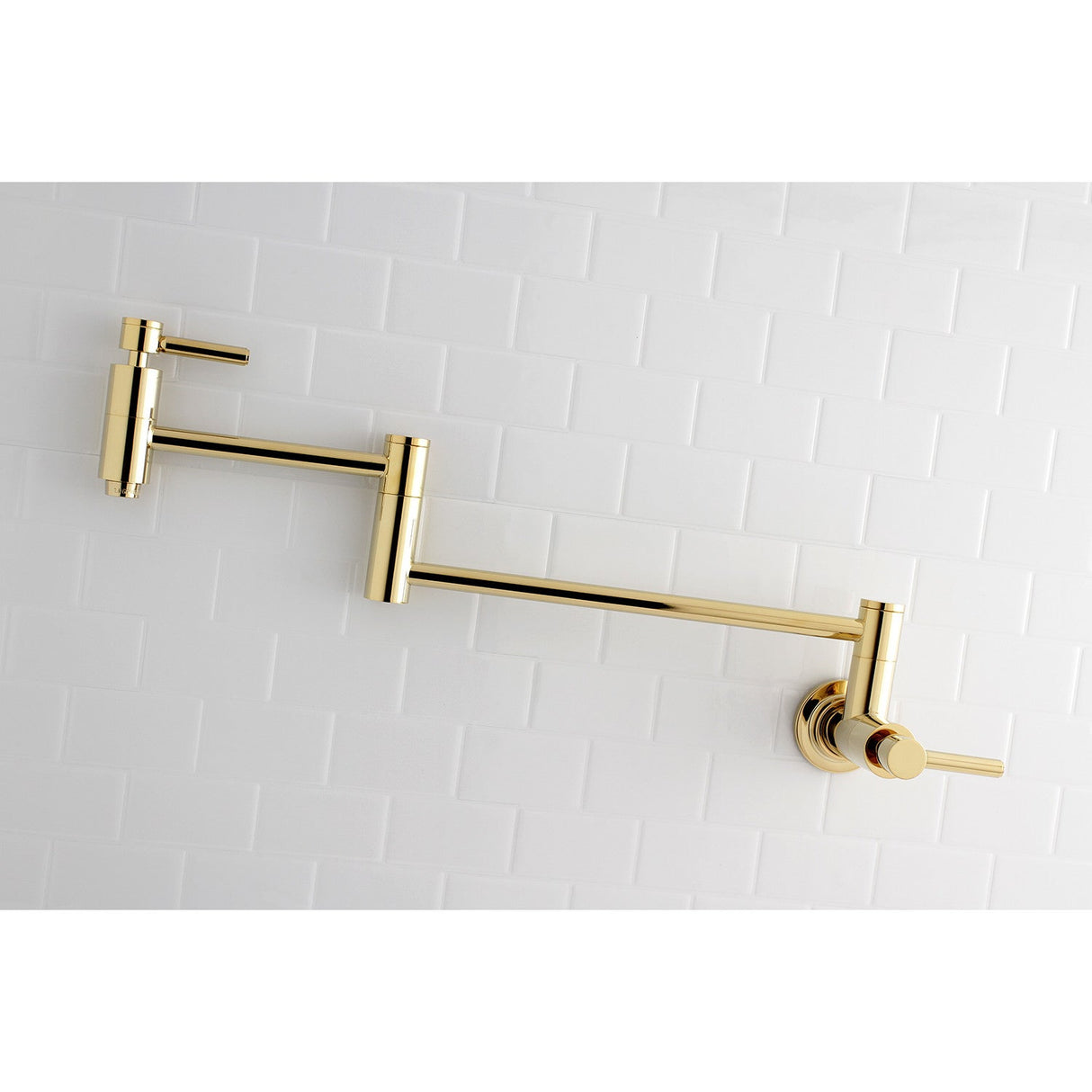 Concord KS8102DL Two-Handle 1-Hole Wall Mount Pot Filler, Polished Brass