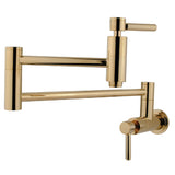 Concord KS8102DL Two-Handle 1-Hole Wall Mount Pot Filler, Polished Brass