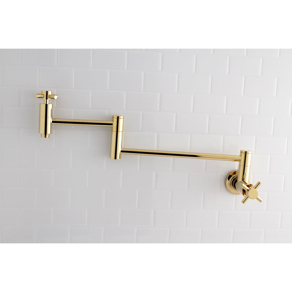 Concord KS8102DX Two-Handle 1-Hole Wall Mount Pot Filler, Polished Brass