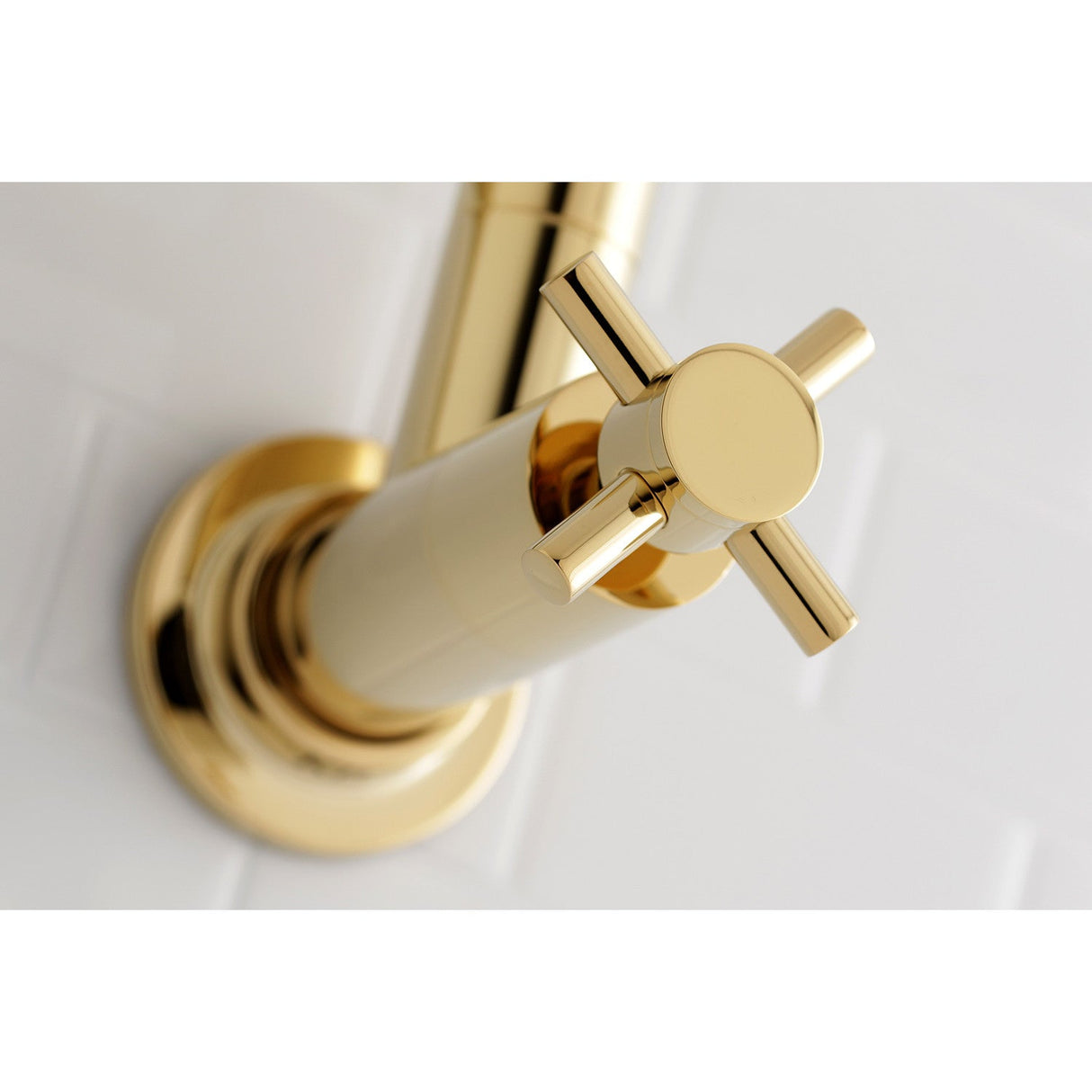 Concord KS8102DX Two-Handle 1-Hole Wall Mount Pot Filler, Polished Brass