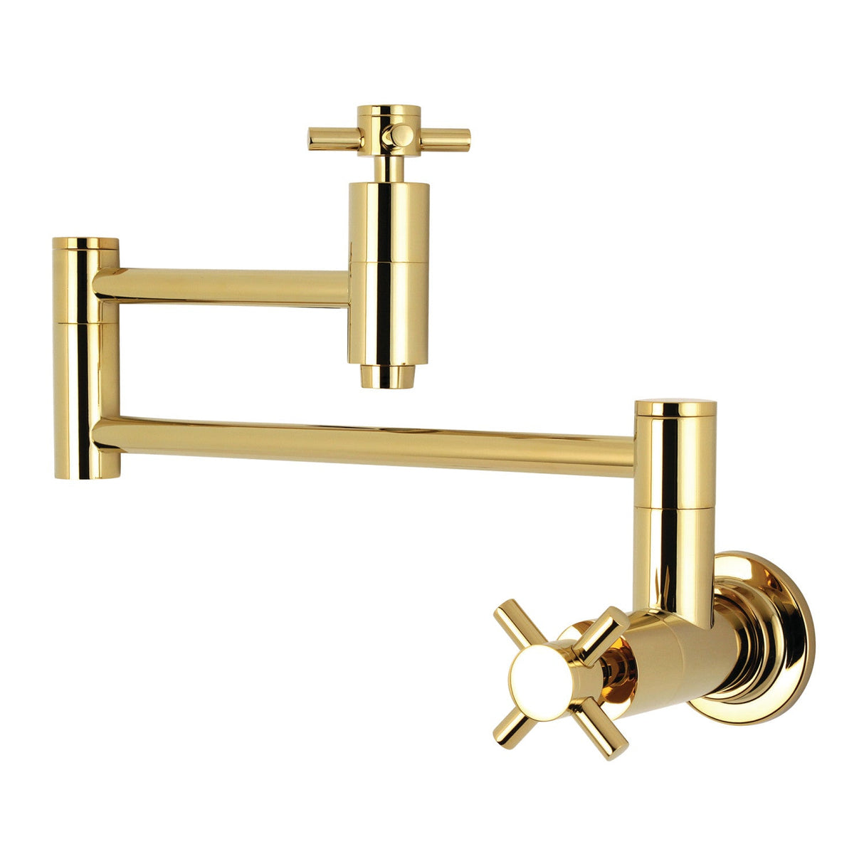 Concord KS8102DX Two-Handle 1-Hole Wall Mount Pot Filler, Polished Brass