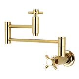 Concord KS8102DX Two-Handle 1-Hole Wall Mount Pot Filler, Polished Brass