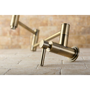 Concord KS8103DL Two-Handle 1-Hole Wall Mount Pot Filler, Antique Brass
