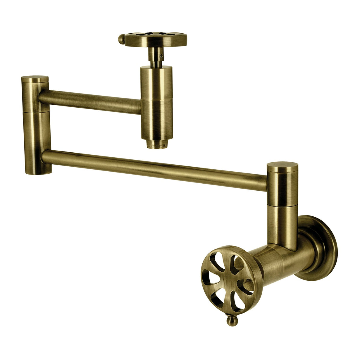 Belknap KS8103RX Two-Handle Wall Mount Pot Filler, Antique Brass