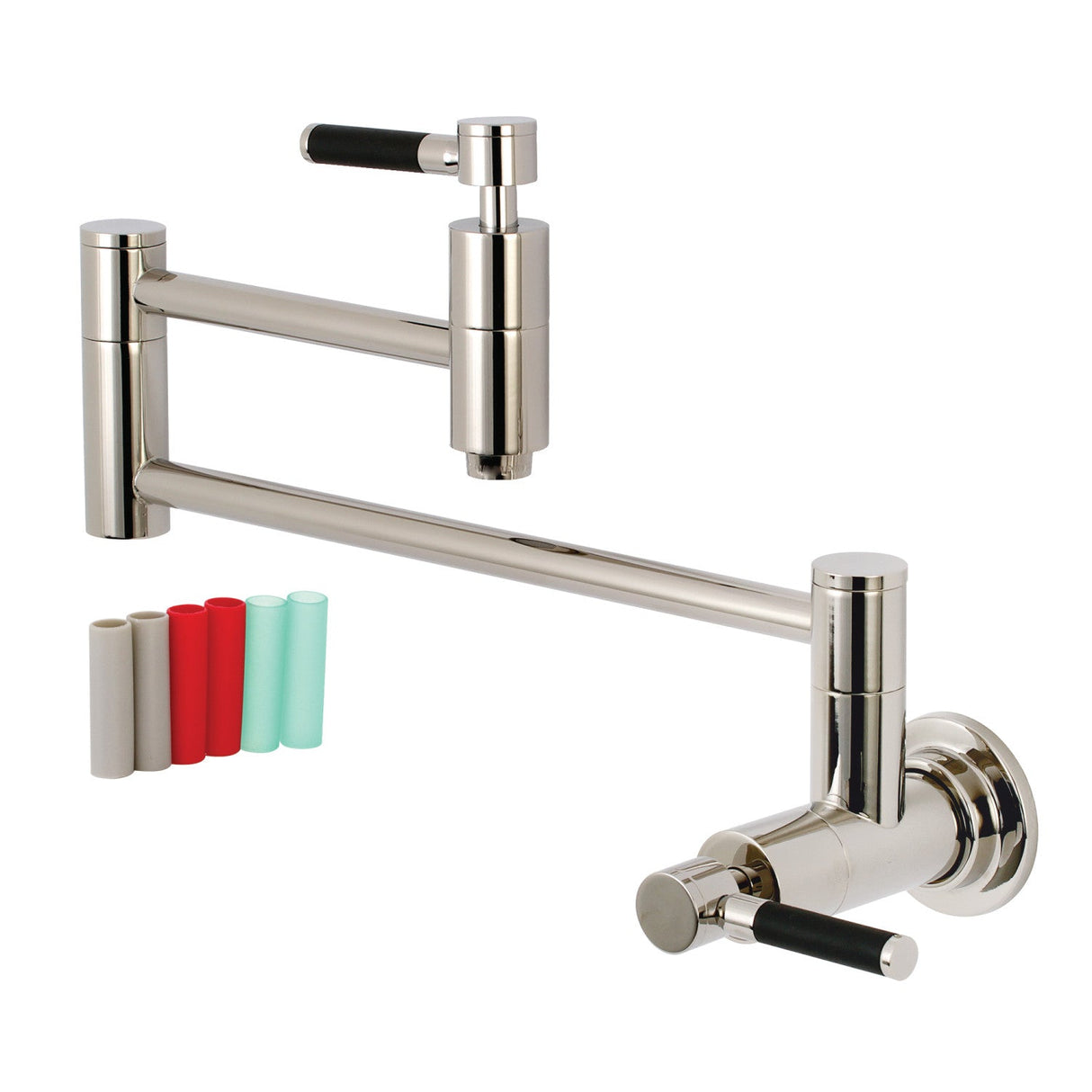 Kaiser KS8106DKL Two-Handle 1-Hole Wall Mount Pot Filler, Polished Nickel