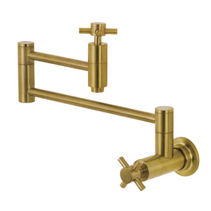 Concord KS8107DX Two-Handle 1-Hole Wall Mount Pot Filler, Brushed Brass