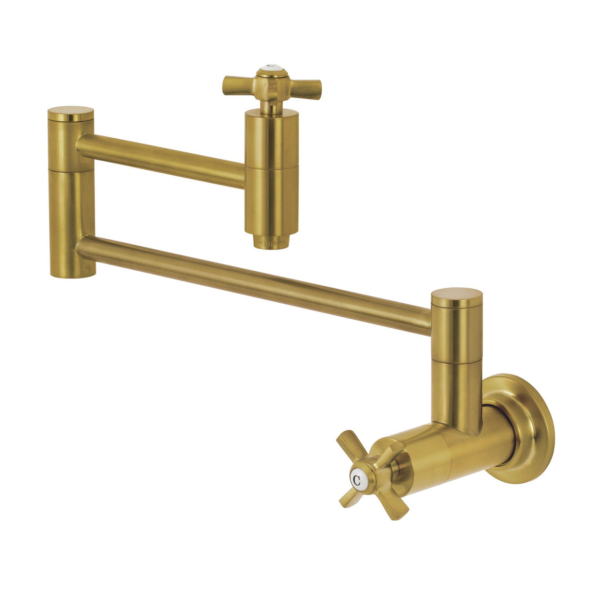 Millennium KS8107ZX Two-Handle 1-Hole Wall Mount Pot Filler, Brushed Brass