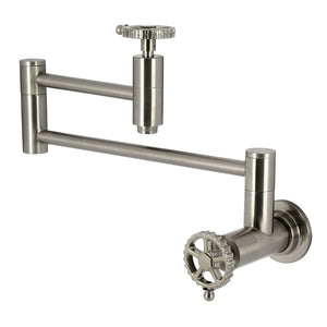 Fuller KS8108CG Two-Handle Wall Mount Pot Filler, Brushed Nickel