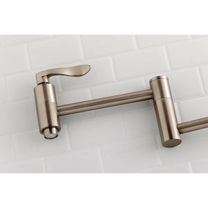 NuWave KS8108DFL Two-Handle 1-Hole Wall Mount Pot Filler, Brushed Nickel