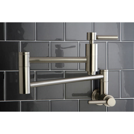 Concord KS8108DL Two-Handle 1-Hole Wall Mount Pot Filler, Brushed Nickel