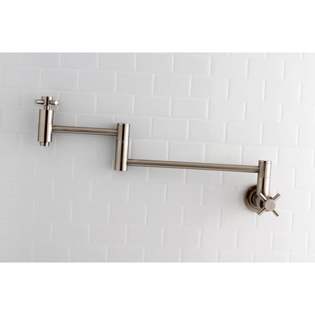 Concord KS8108DX Two-Handle 1-Hole Wall Mount Pot Filler, Brushed Nickel