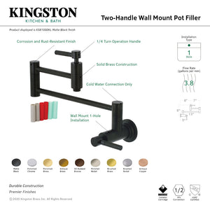 Kaiser KS810DKLAC Two-Handle 1-Hole Wall Mount Pot Filler, Antique Copper