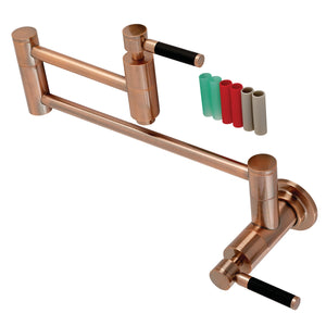 Kaiser KS810DKLAC Two-Handle 1-Hole Wall Mount Pot Filler, Antique Copper