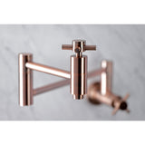 Concord KS810DXAC Two-Handle 1-Hole Wall Mount Pot Filler, Antique Copper