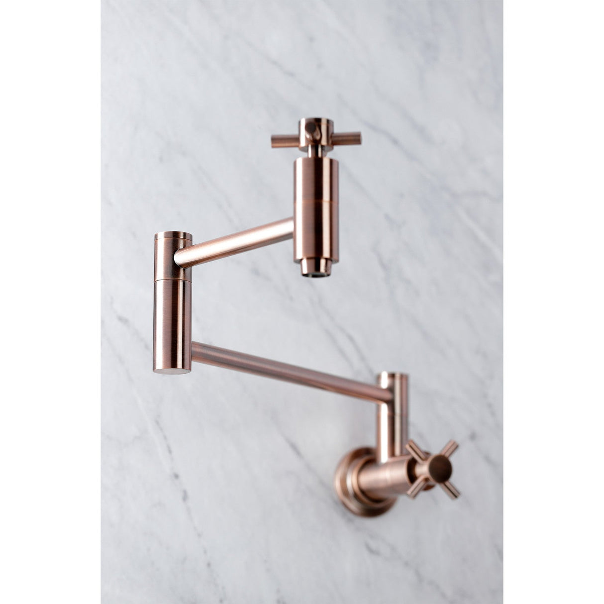 Concord KS810DXAC Two-Handle 1-Hole Wall Mount Pot Filler, Antique Copper