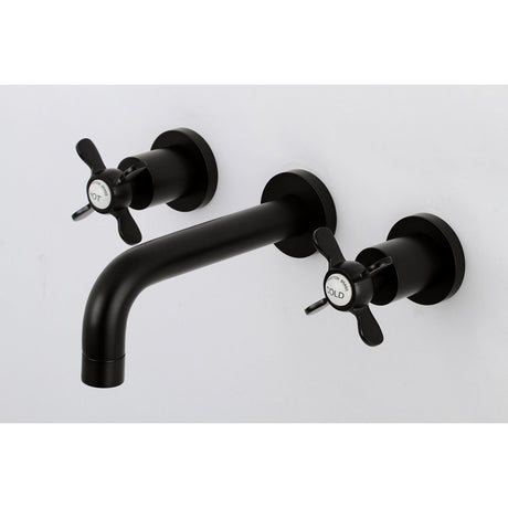 Essex KS8120BEX Two-Handle 3-Hole Wall Mount Bathroom Faucet, Matte Black