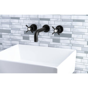 Essex KS8120BEX Two-Handle 3-Hole Wall Mount Bathroom Faucet, Matte Black