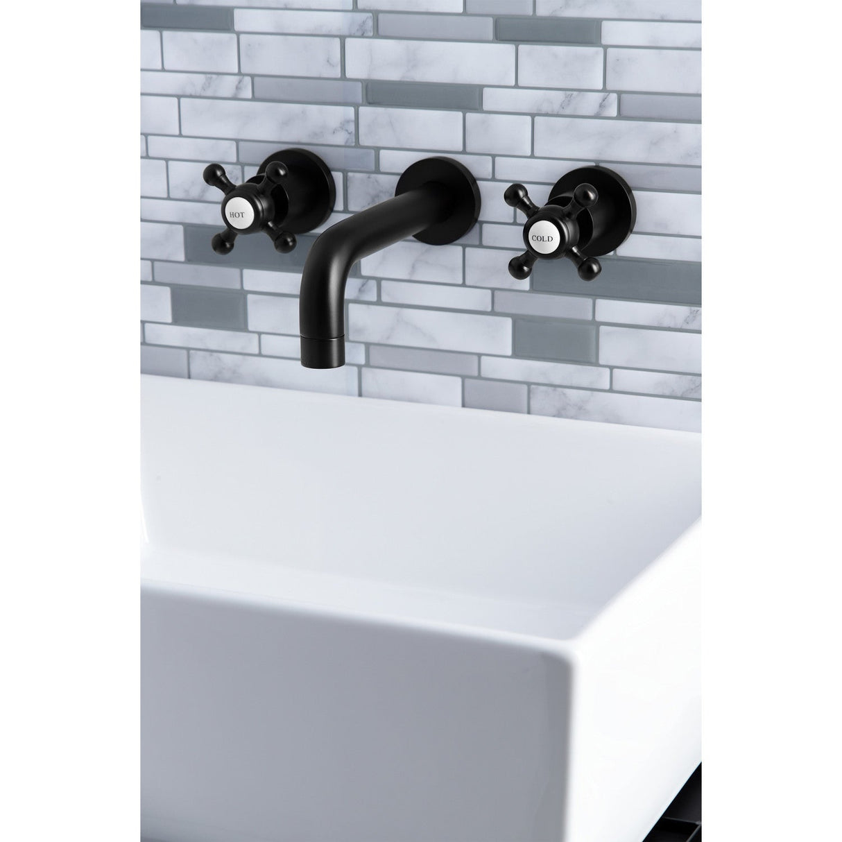 Metropolitan KS8120BX Two-Handle 3-Hole Wall Mount Bathroom Faucet, Matte Black