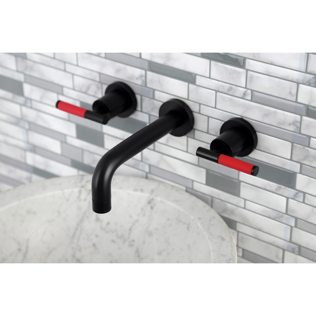 Kaiser KS8120CKL Two-Handle Wall Mount Bathroom Faucet, Matte Black
