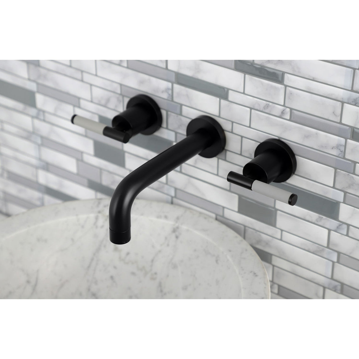 Kaiser KS8120CKL Two-Handle Wall Mount Bathroom Faucet, Matte Black