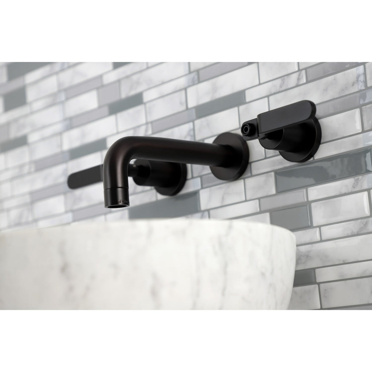 Whitaker KS8120KL Two-Handle 3-Hole Wall Mount Bathroom Faucet, Matte Black