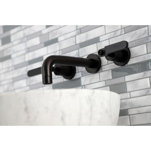 Whitaker KS8120KL Two-Handle 3-Hole Wall Mount Bathroom Faucet, Matte Black
