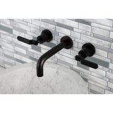 Whitaker KS8120KL Two-Handle 3-Hole Wall Mount Bathroom Faucet, Matte Black