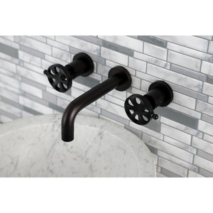 Belknap KS8120RX Two-Handle 3-Hole Wall Mount Bathroom Faucet, Matte Black