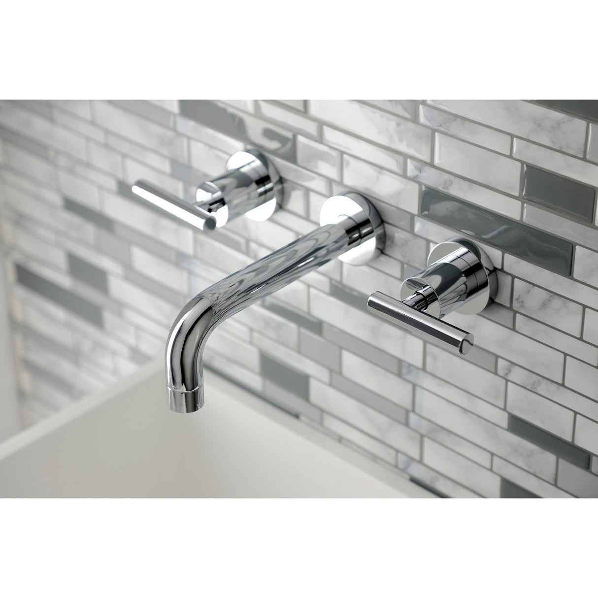 Manhattan KS8121CML Two-Handle 3-Hole Wall Mount Bathroom Faucet, Polished Chrome