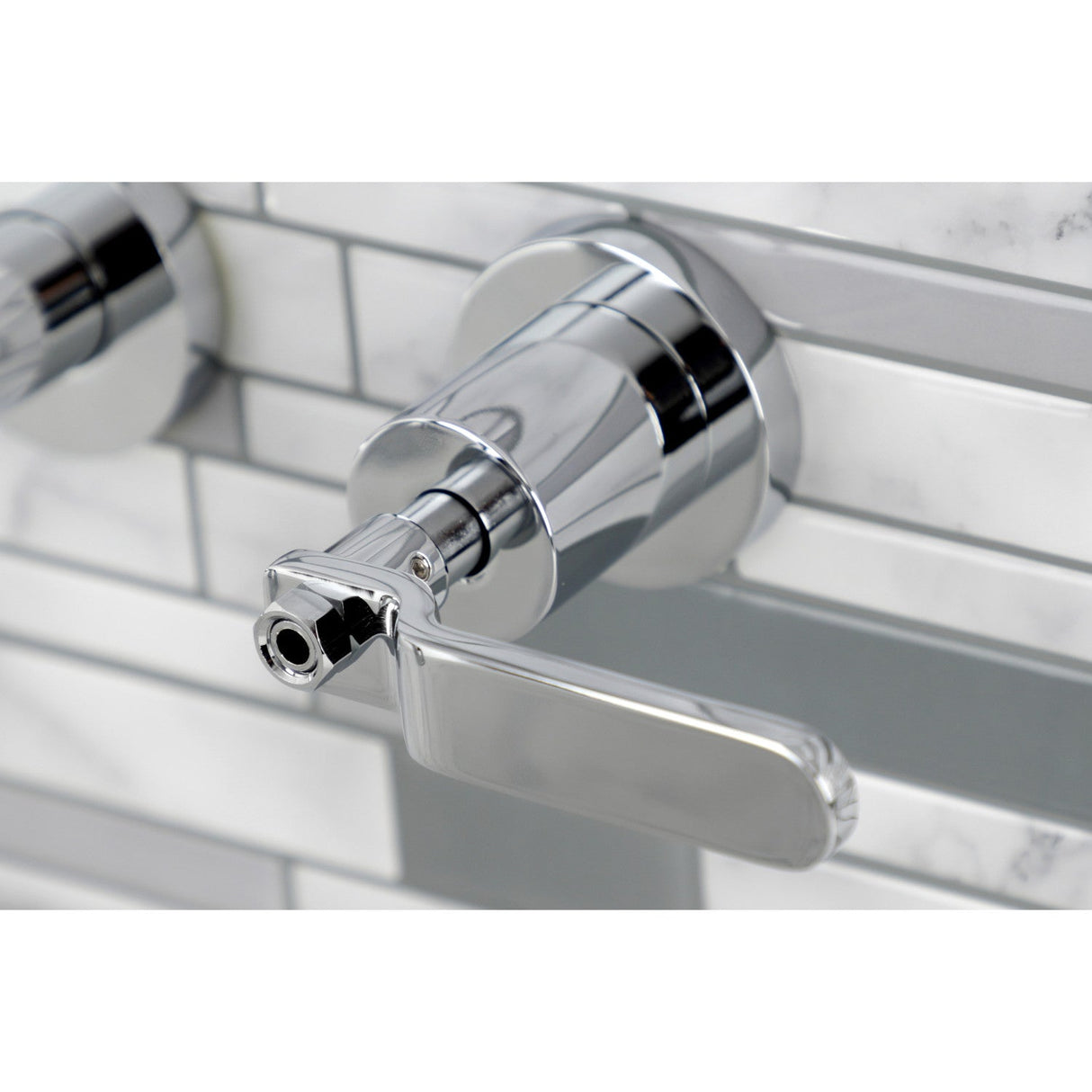 Whitaker KS8121KL Two-Handle 3-Hole Wall Mount Bathroom Faucet, Polished Chrome