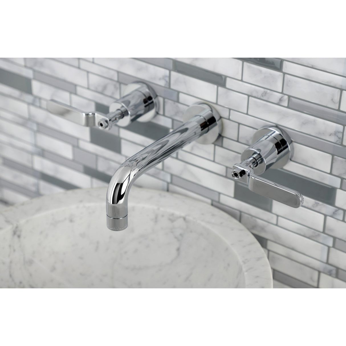 Whitaker KS8121KL Two-Handle 3-Hole Wall Mount Bathroom Faucet, Polished Chrome