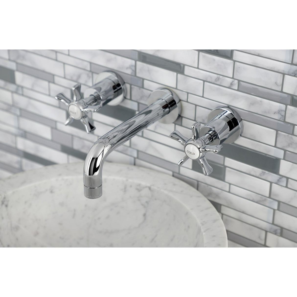 Hamilton KS8121NX Two-Handle 3-Hole Wall Mount Bathroom Faucet, Polished Chrome