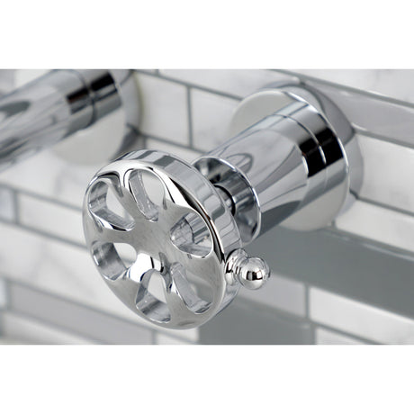 Belknap KS8121RX Two-Handle 3-Hole Wall Mount Bathroom Faucet, Polished Chrome
