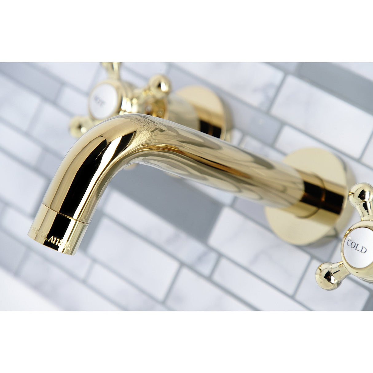Metropolitan KS8122BX Two-Handle 3-Hole Wall Mount Bathroom Faucet, Polished Brass